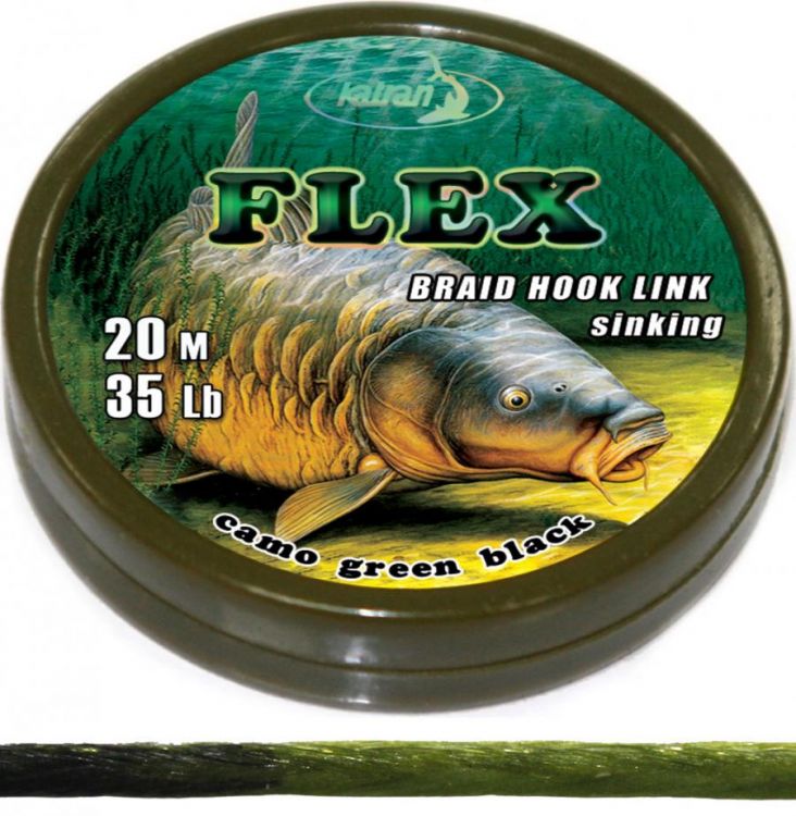 FLEX 20m braided hooklink GREEN BLACK Vorfachmaterial günstig deal