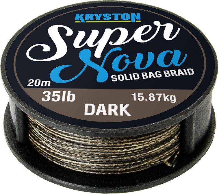 KRYSTON Super Nova DARK SILT 20m 15lb/25lb/35lb Solid Bag Supple Braid Vorfachschnur