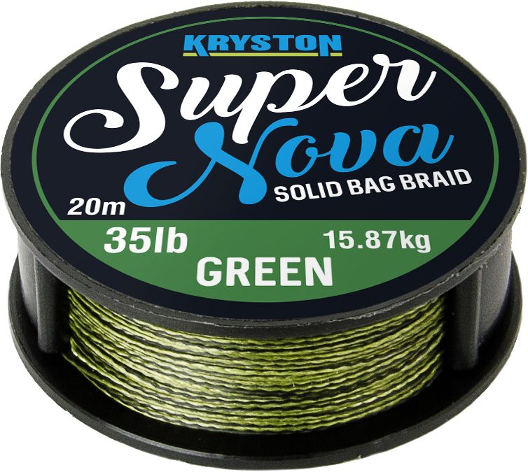 KRYSTON Super Nova WEED GREEN 20m 15lb/25lb/35lb Solid Bag Supple Braid Vorfachschnur