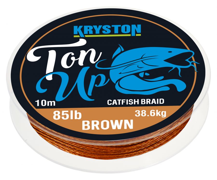 KRYSTON Ton Up GRAVEL BROWN 10m 85lb Catfish Braid Wallervorfach deal