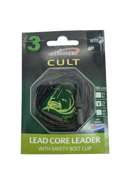 CLIMAX CULT CARP Lead Core leader Safety Bolt Clip SILT 3 Stück 90cm 35lb