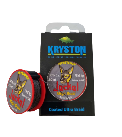 KRYSTON Jackal DARK NATURAL SILT 20m 30lb Semi-Stiff Coated Braid MEGA BRAID